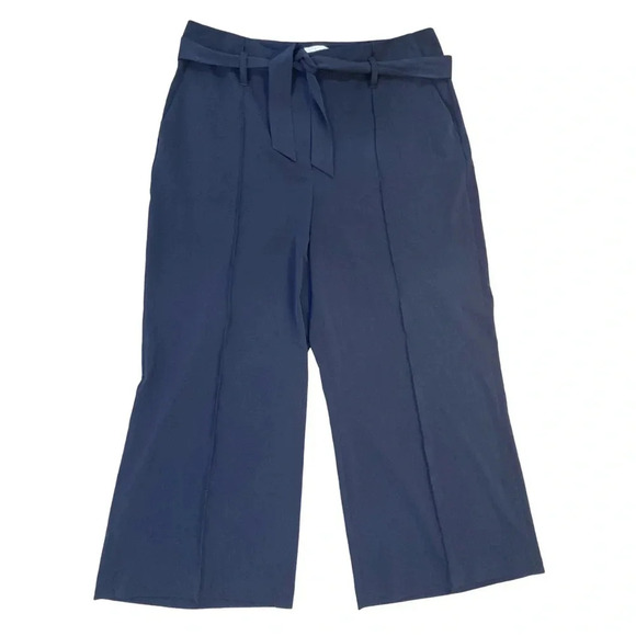 Raffaello Rossi Agatha  Cropped Pleated Pants | Navy | Size EU44 / US Size 12 - Picture 2 of 6